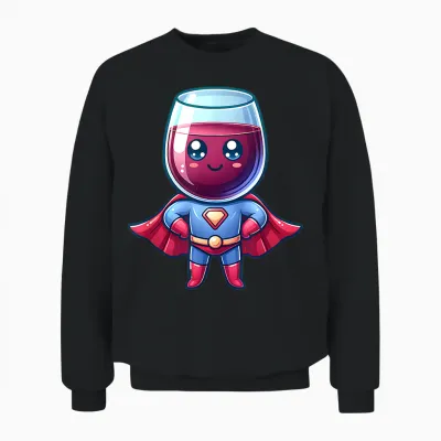 Super Wine Glass Cute Superhero Superhero Unisex Sweatshirt - Black