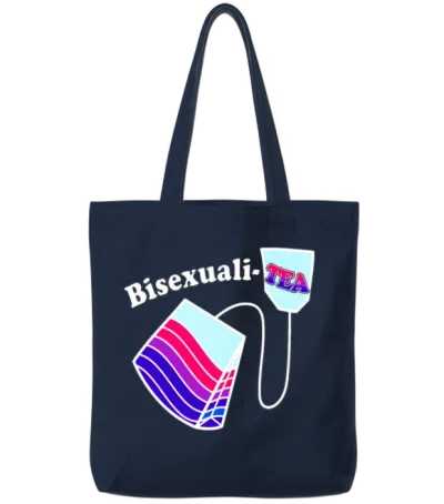 Bisexualitea Funny Bisexual Tea Bag Bi Pride Color Tote Bags - Navy
