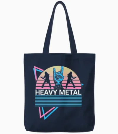 Heavy Metal Retro Tote Bags - Navy