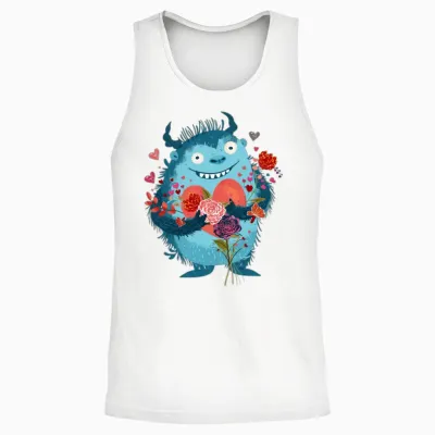 Cute Funny Monster Unisex Tank Top - White