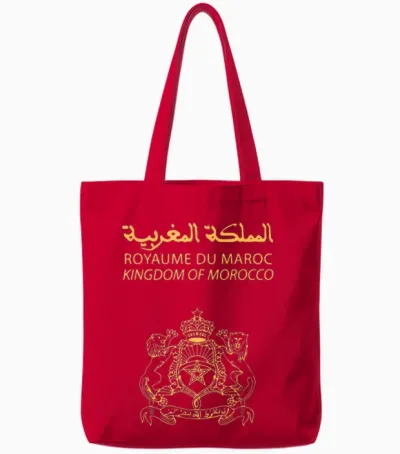 Morocco Passport Stamp Tee Logo Travel Amateur Clothing T-Shirt, Black, S Tote Bags - Red