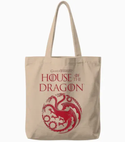 House of the Dragon Targaryen Crest Logo Tote Bags - Natural