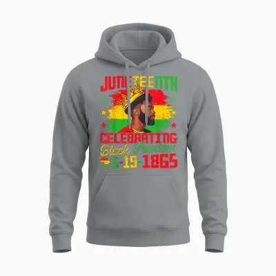 Juneteenth Shirts Men Celebrating Black Freedom Black King Unisex Hoodie - Sport Grey