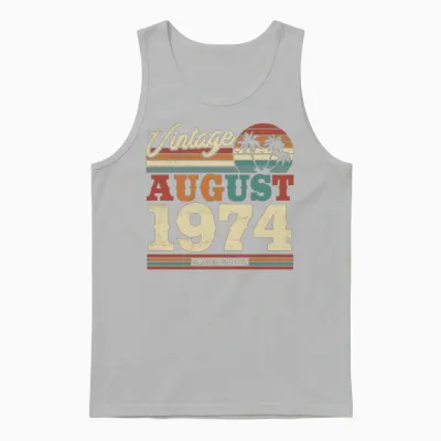 Vintage August 1974 Birthday Gift Unisex Tank Top - Ash