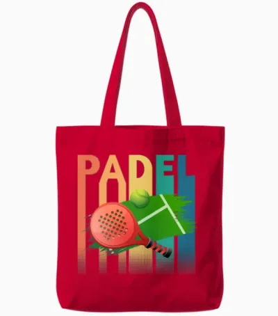 Padel Padel Tennis Retro Tote Bags - Red