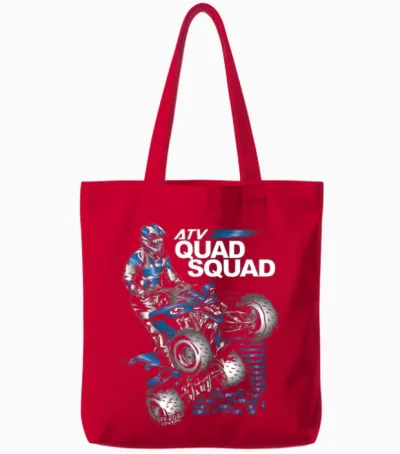 Atv Quad Squad Yamaha Tote Bags - Red