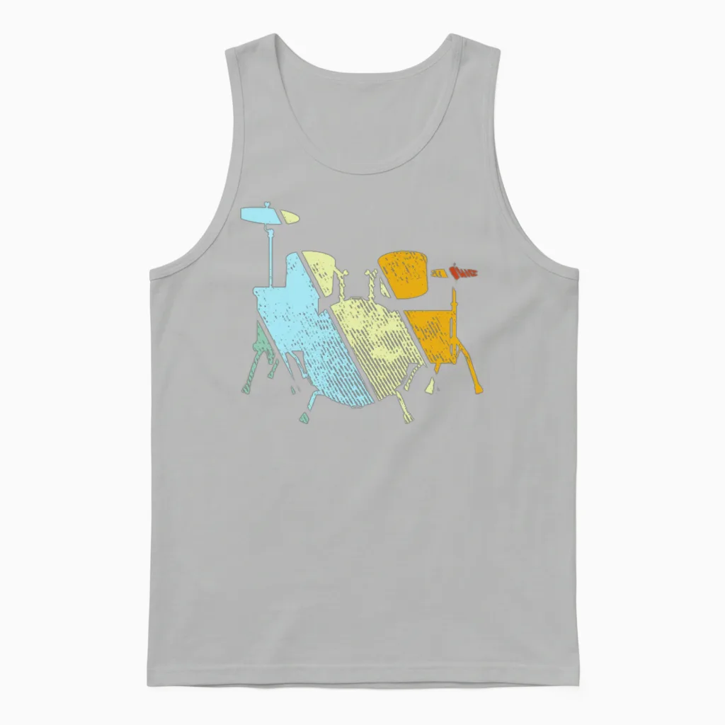 Drums Retro Unisex Tank Top in Ash