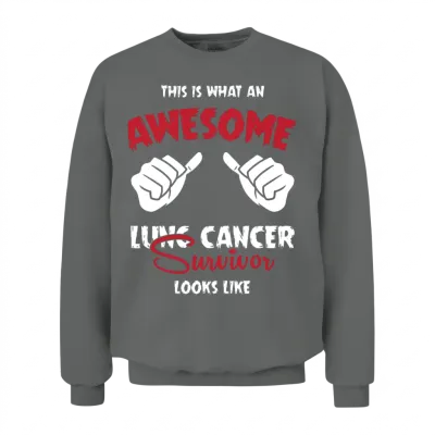 Lung Cancer Survivor Funny Lung Cancer Unisex Sweatshirt - Graphite Heather
