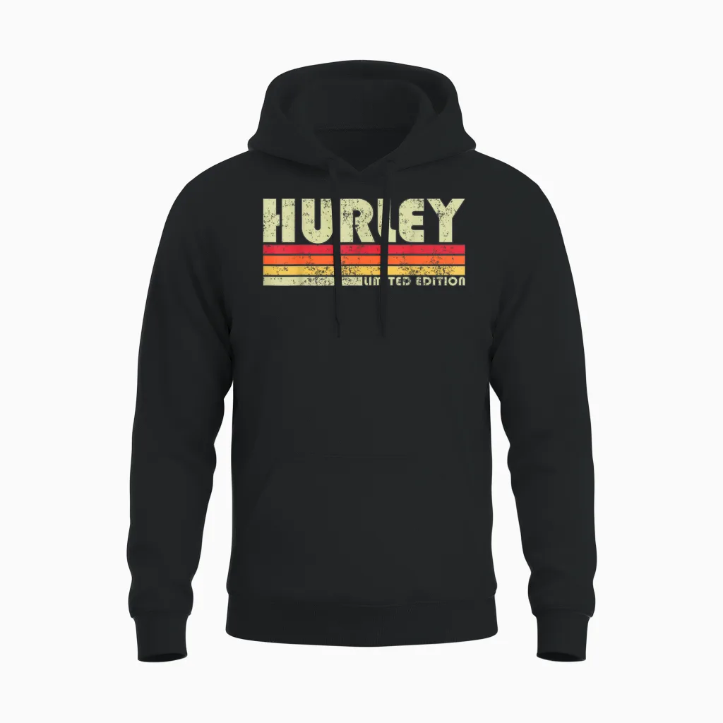 Retro Hurley Home State Cool 70s 80s Style Sunset Unisex Hoodie in Black