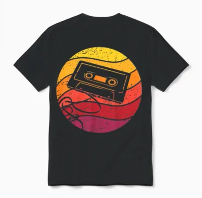 Cassette Retro Style Vintage Unisex T-Shirt - Black