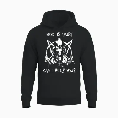God Is Busy Can I Helo You Viking Unisex Hoodie - Black