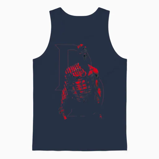 Marvel Comics Retro Daredevil in Red Shadows Unisex Tank Top in Navy