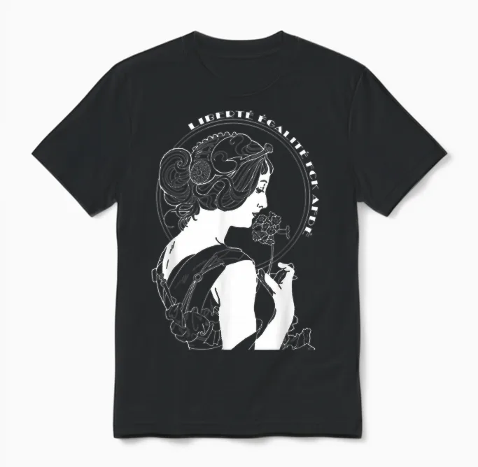 Liberté, Egalite, Fckafde White Unisex T-Shirt in Black