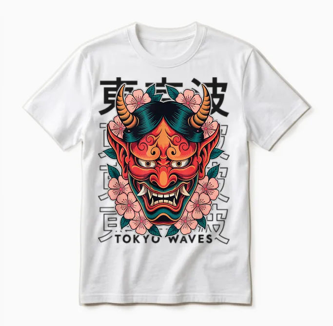 Masque De Démon Japonais Yokai Devil Hannya Japan Oni Unisex T-Shirt in White