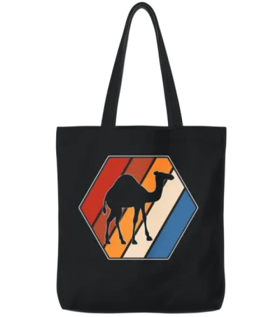Camel Retro Tote Bags - Black