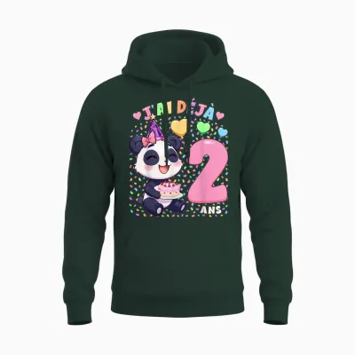 Fille 2e Anniversaire Cadeau 2 Ans Panda Unisex Hoodie - Forest