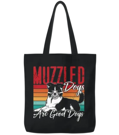 Service Dog Trainer Muzzled Dogs Are Dog Handler Tote Bags - Black