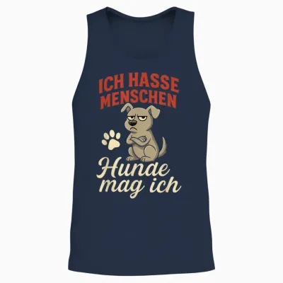 T-Shirt with German Text "ich Hasse Menschen Hunde Mag Ich Hasse Menschen" Unisex Tank Top - Navy