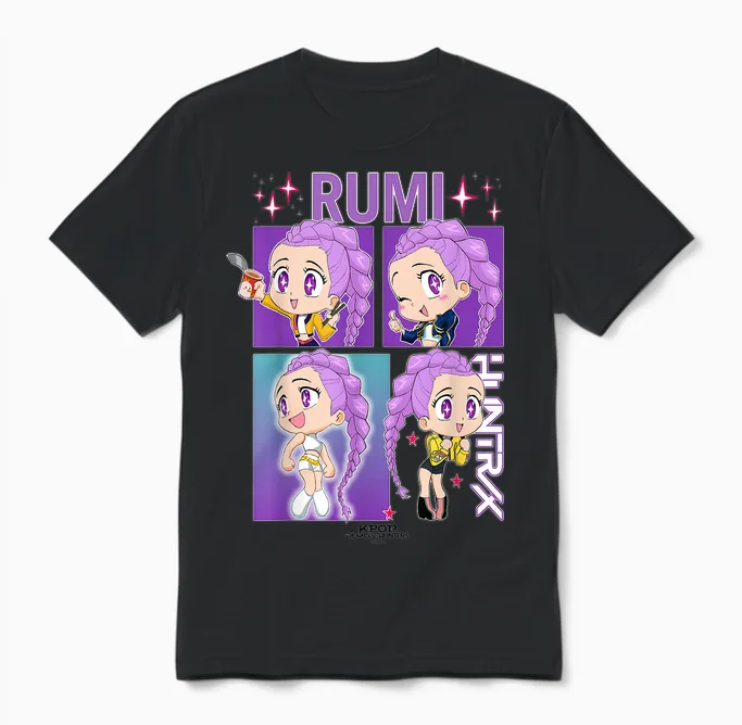 Kpop Demon Hunters Rumi Officially Licensed Unisex T-Shirt in Black