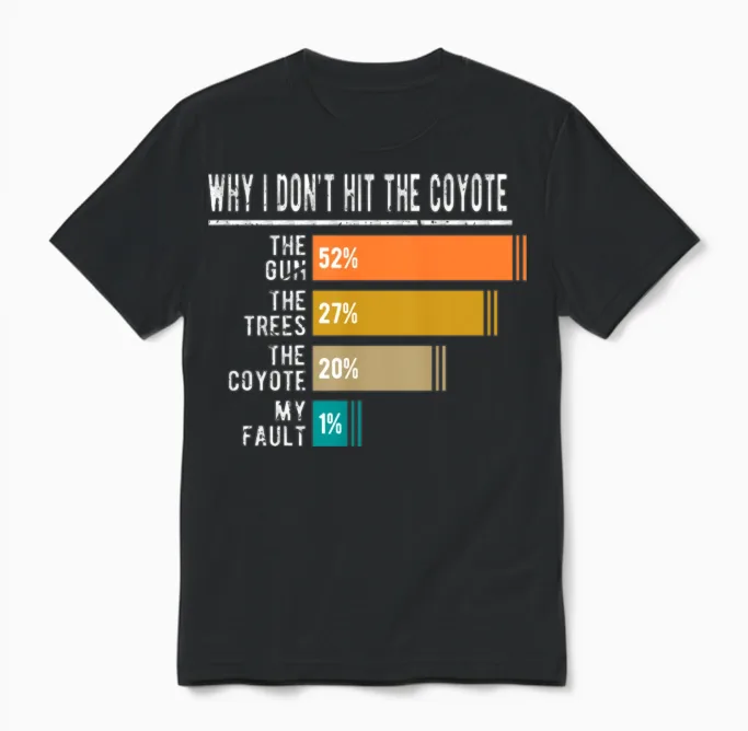 Coyote Hunter Saying Funny Coyote Hunting Unisex T-Shirt in Black