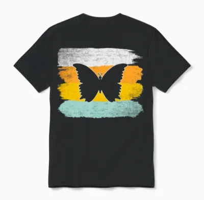 Butterfly Retro Unisex T-Shirt - Black