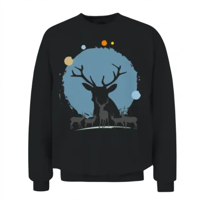 Reindeer Christmas Unisex Sweatshirt - Black