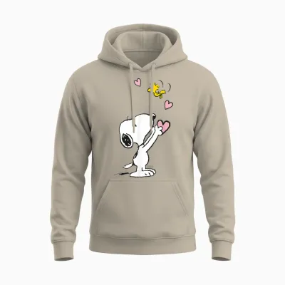 Peanuts - Snoopy Woodstock T-Shirt with German Text "my Heart Is with You" [, Black, S Unisex Hoodie - Sand