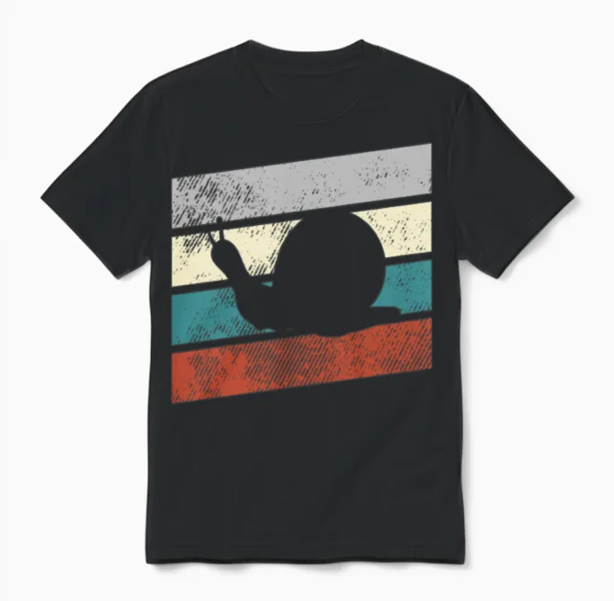 Snail Retro Unisex T-Shirt in Black