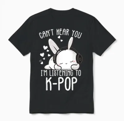 Can't Hear You I'm Listening Kpop Rabbit Kpop Merchandise Unisex T-Shirt - Black