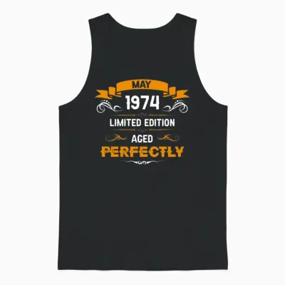 May 1974 Vintage Birthday Present Unisex Tank Top - Black