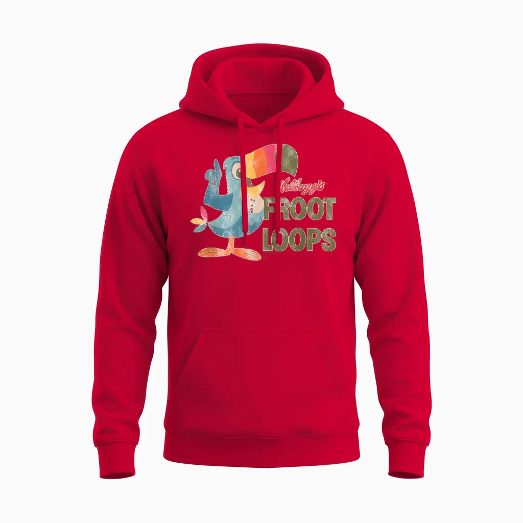 Kellogg's Froot Loops Frühstücksmüsli Retro Tukan Sam Unisex Hoodie in Red