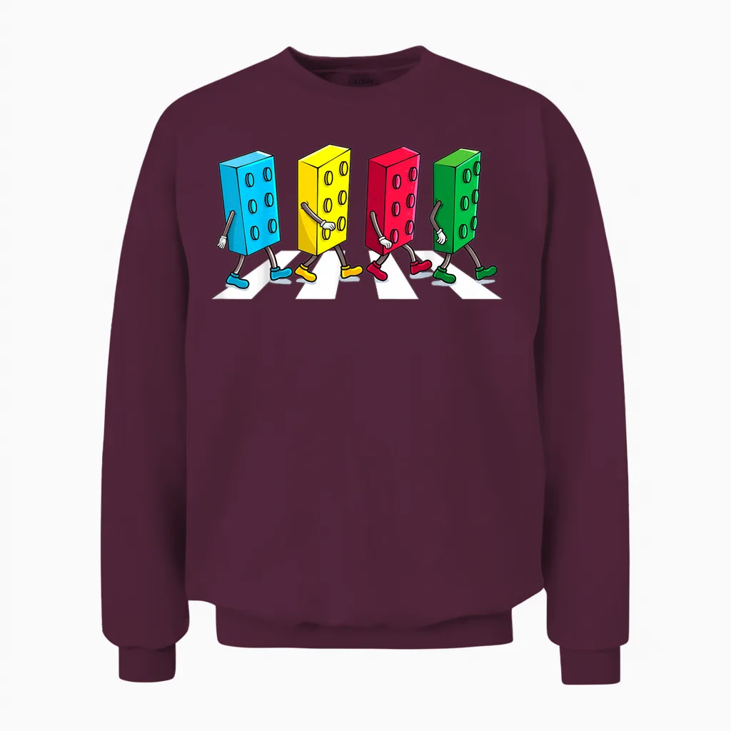 Master Builder Colourful Building Blocks Streets Boys Kids T-Shirt, Black Unisex Sweatshirt in Maroon
