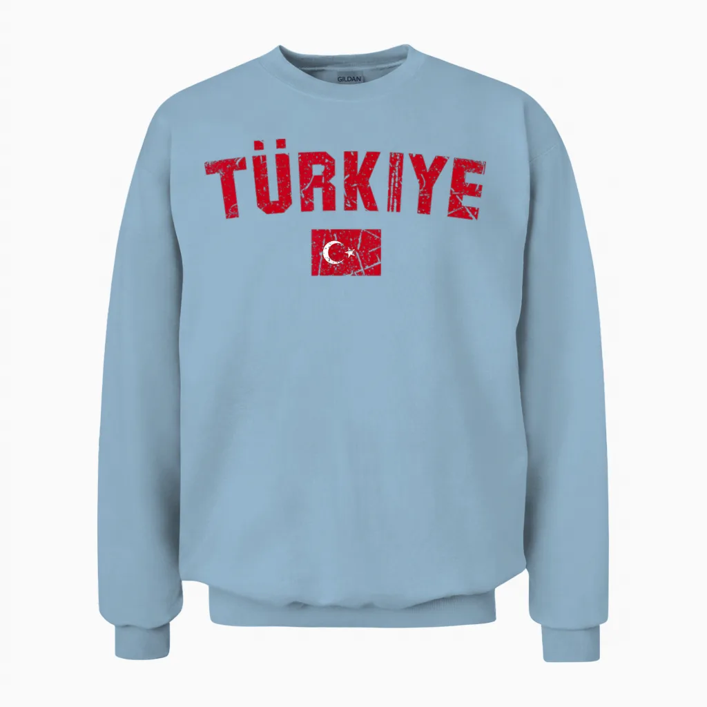 Türkiye Türkei Flagge | Damen Herren Kinder Türkei Unisex Sweatshirt in Light Blue