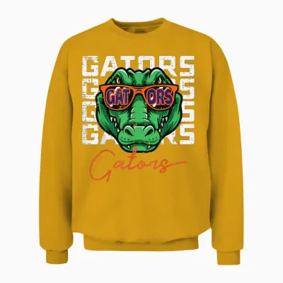 Gator Sunglasses Women Kids Boys Girls Men Youth Teen Unisex Sweatshirt - Gold