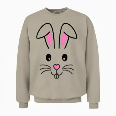 Easter Bunny Face Easter Bunny Face Easter Outfit Cute T-Shirt, White Unisex Sweatshirt - Sand