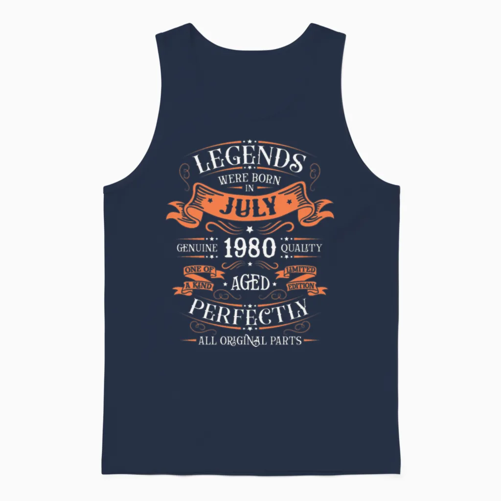 Anniversary in July 1980 Couples & Matching Unisex Tank Top in Navy
