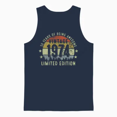 Vintage 1975 Limited Edition 50-Year-Old 50th Unisex Tank Top - Navy