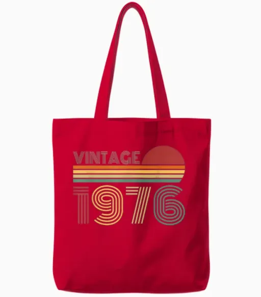 50 Years Birthday Retro Vintage 1976 Men Women Tote Bags - Red