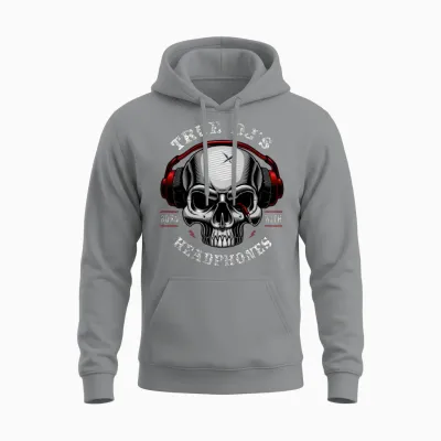 Skull Dj Headphones Unisex Hoodie - Sport Grey