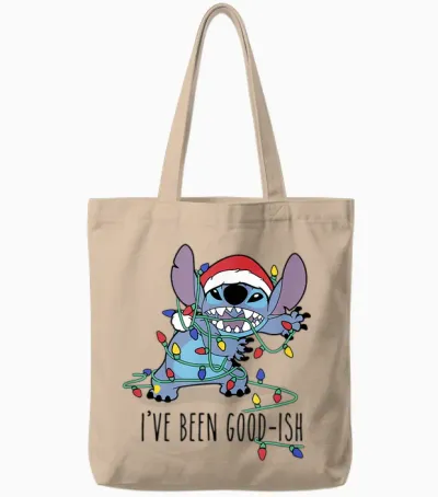 Disney Lilo & Stitch Christmas Stitch I've Been Good-Ish Tote Bags - Natural