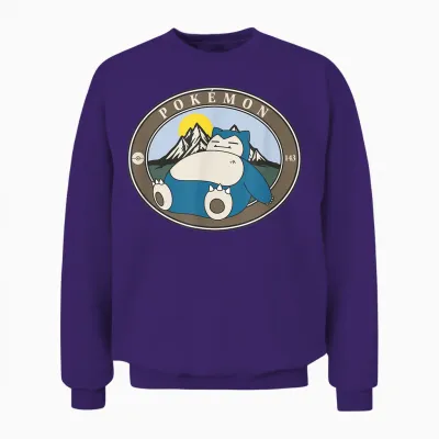Pokémon 143 Snorlax Sleepy Outdoor Adventures Park Badge Unisex Sweatshirt - Purple