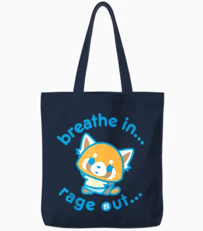 Aggretsuko Yoga Breathe in Rage Out Tote Bags - Navy