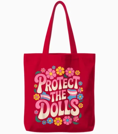 Protect the Dolls Trans Women Transgender T-Shirt, Black, S Tote Bags - Red