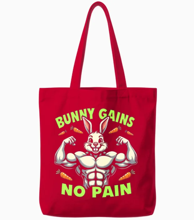 Fitness Bunny Gym Workout Rabbit Bodybuilding Tote Bags in Red