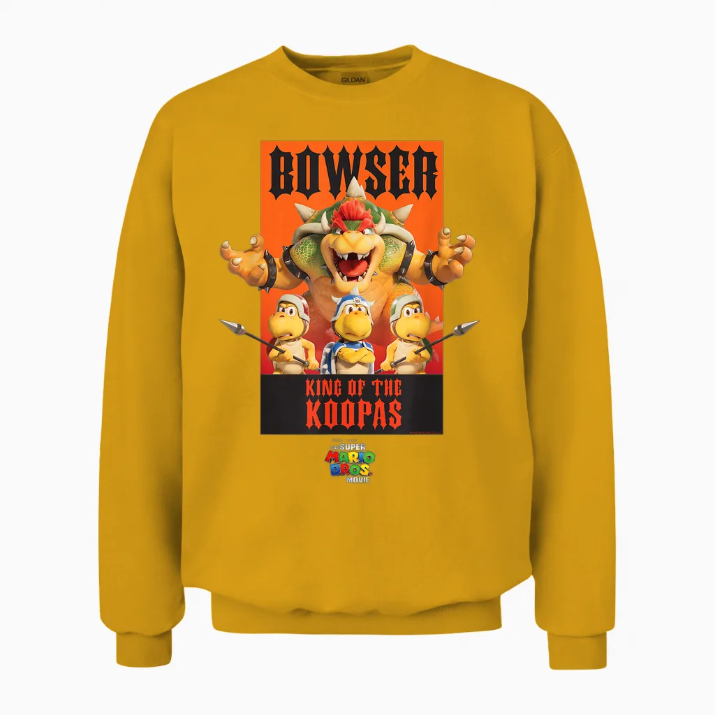 The Super Mario Bros. Movie Bowser King of the Koopas Unisex Sweatshirt in Gold