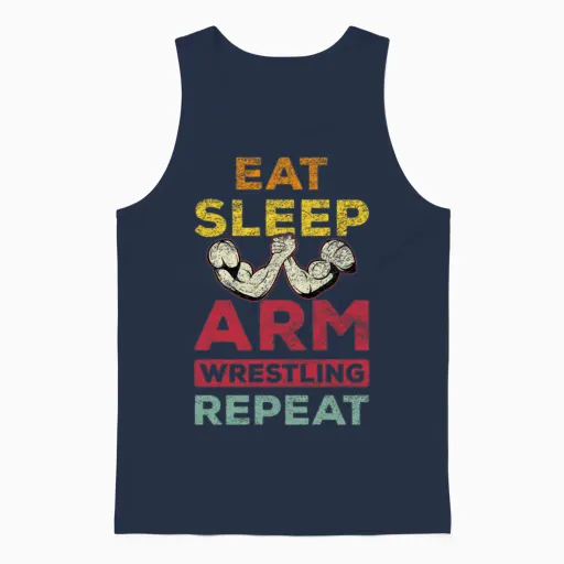 Eat Sleep Arm Wrestling Repeat Arm Wrestler Combat Unisex Tank Top in Navy