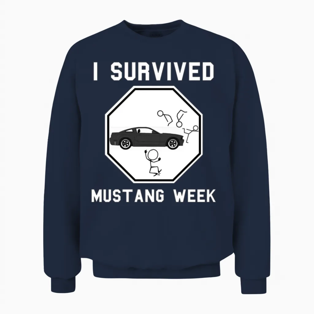 Mustang Lover - I Survived Mustang Week Unisex Sweatshirt in Navy