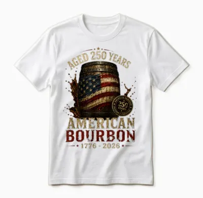 Retro Bourbon Built America Patriotic Whiskey 250 Years Unisex T-Shirt - White