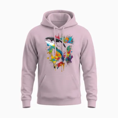 Orca Whale Fish Favourite Animal Fan Orca Best Whale T-Shirt, Black Unisex Hoodie - Light Pink
