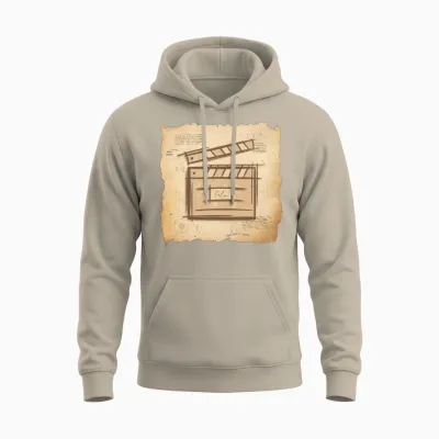 Film Clapperboard. Vintage Old Fashioned Movie Art Unisex Hoodie - Sand